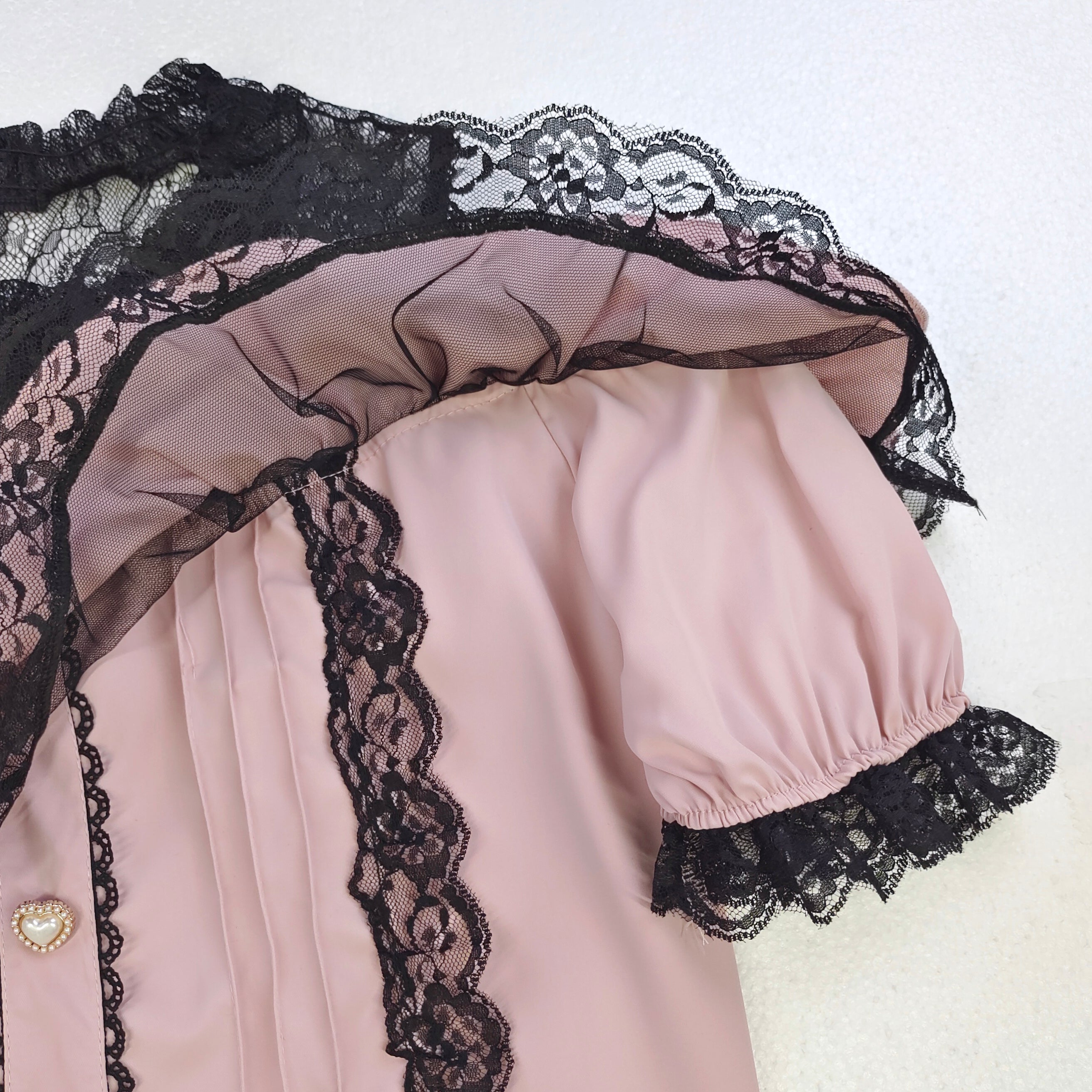 Sweet Lolita Lace Off-Shoulder Blouse with Ruffle Bow Gothic Cute Top Kawaii Ruffle Shirt